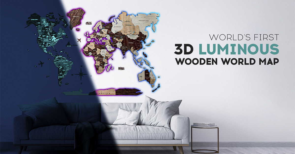 The First 3D Luminous Colored Wooden World Map by Enjoythewood - Indiegogo