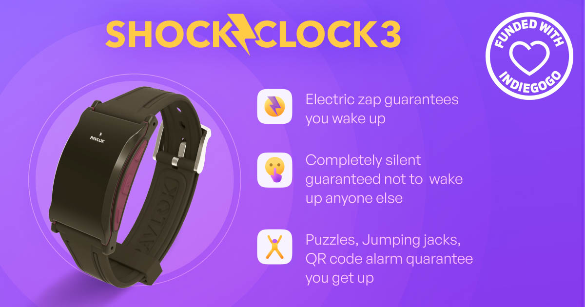 SHOCK CLOCK 3: Alarm clock that SHOCKS you awake! by Pavlok Ring 