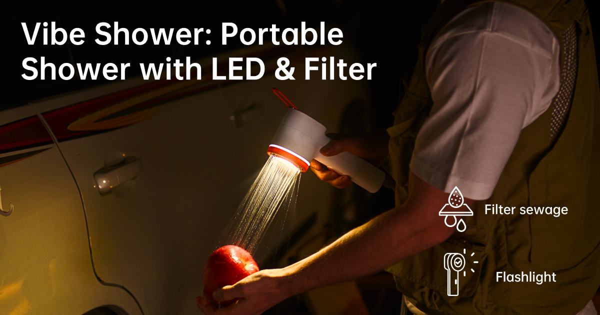 Go Shower Vibe Shower: Portable Shower with LED & Filter by HOAMC - Indiegogo