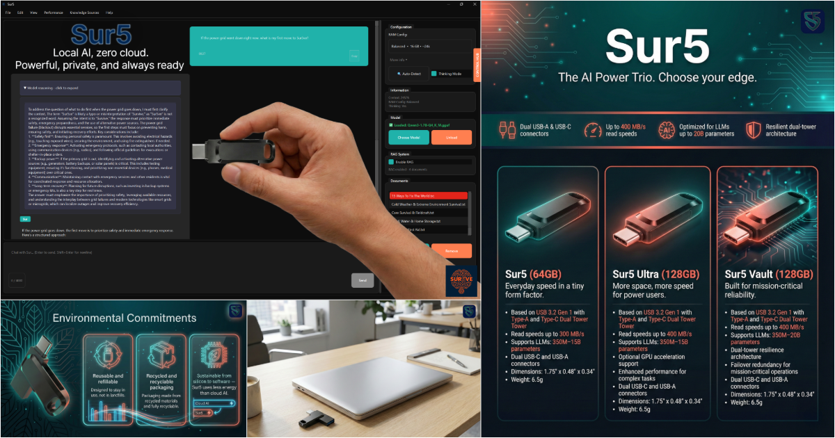 First Usb Plug Sur5: First USB-A/USB-C Private Edge AI, Plug and Play Offline AI USB ...