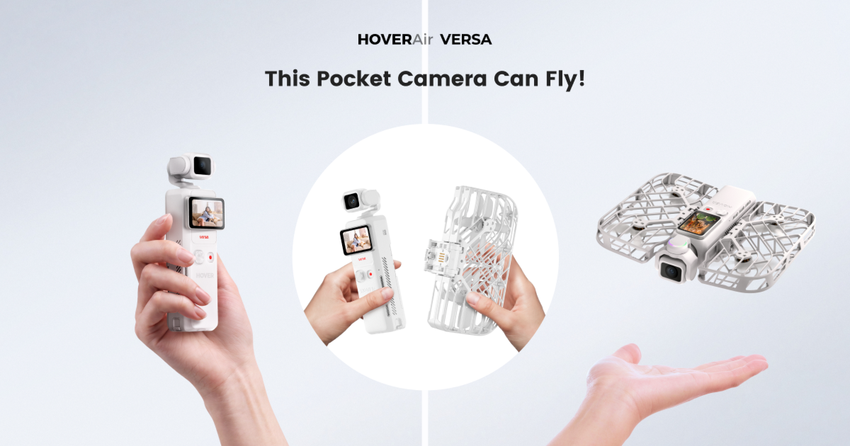 HOVERAir VERSA 从手持云台相机装上护框并变成飞行相机