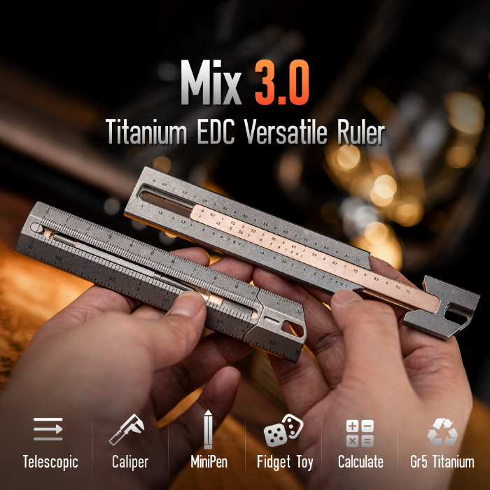 Godiegogo Ruler Titaner Mix 3.0 Titanium EDC Versatile Ruler by TITANER MaxMato LLC ...