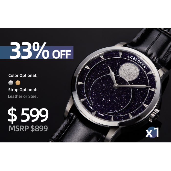 Agelocer Moonphase Automatic Watch & Stardust Dial by AGELOCER