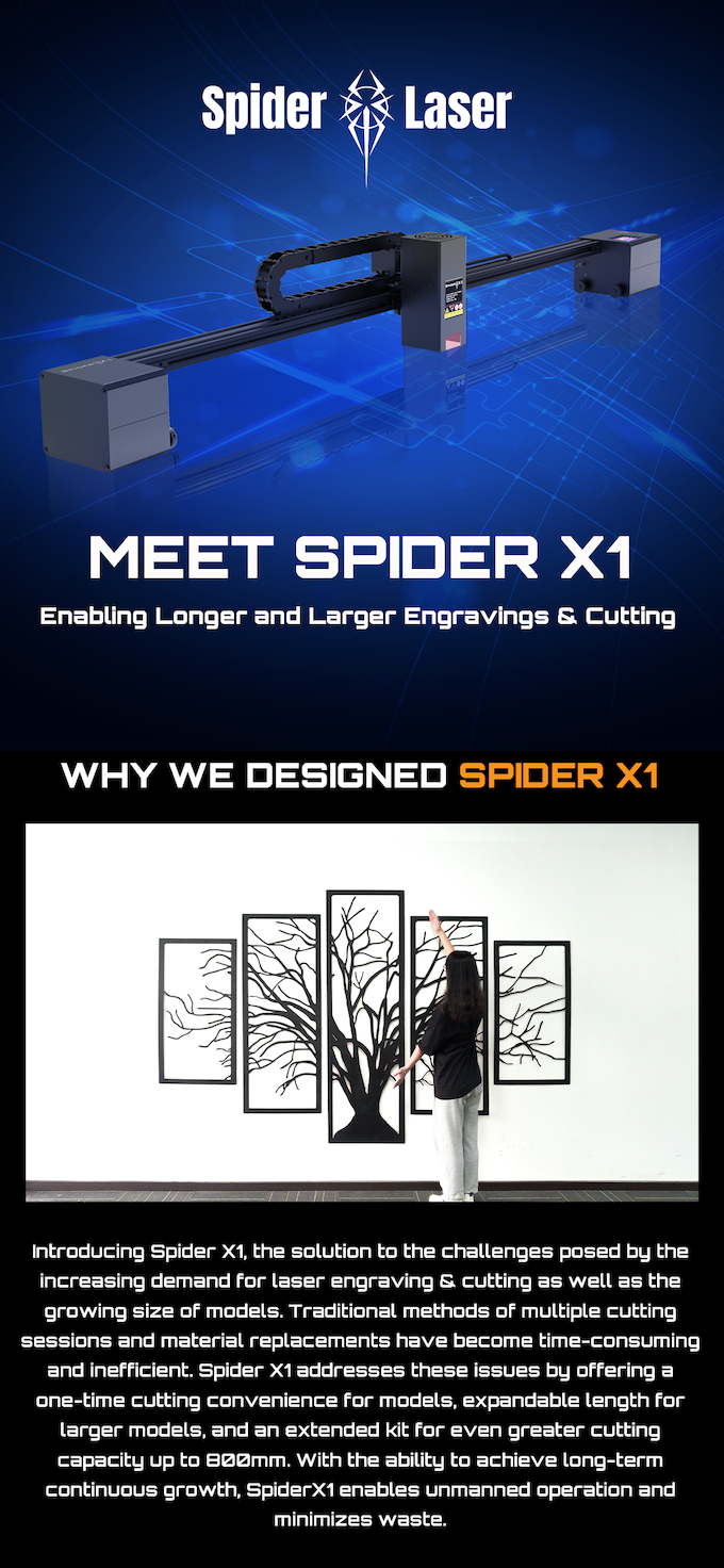 Spider X1 Ultimate Modular Laser Engraver & Cutter by Tyvok