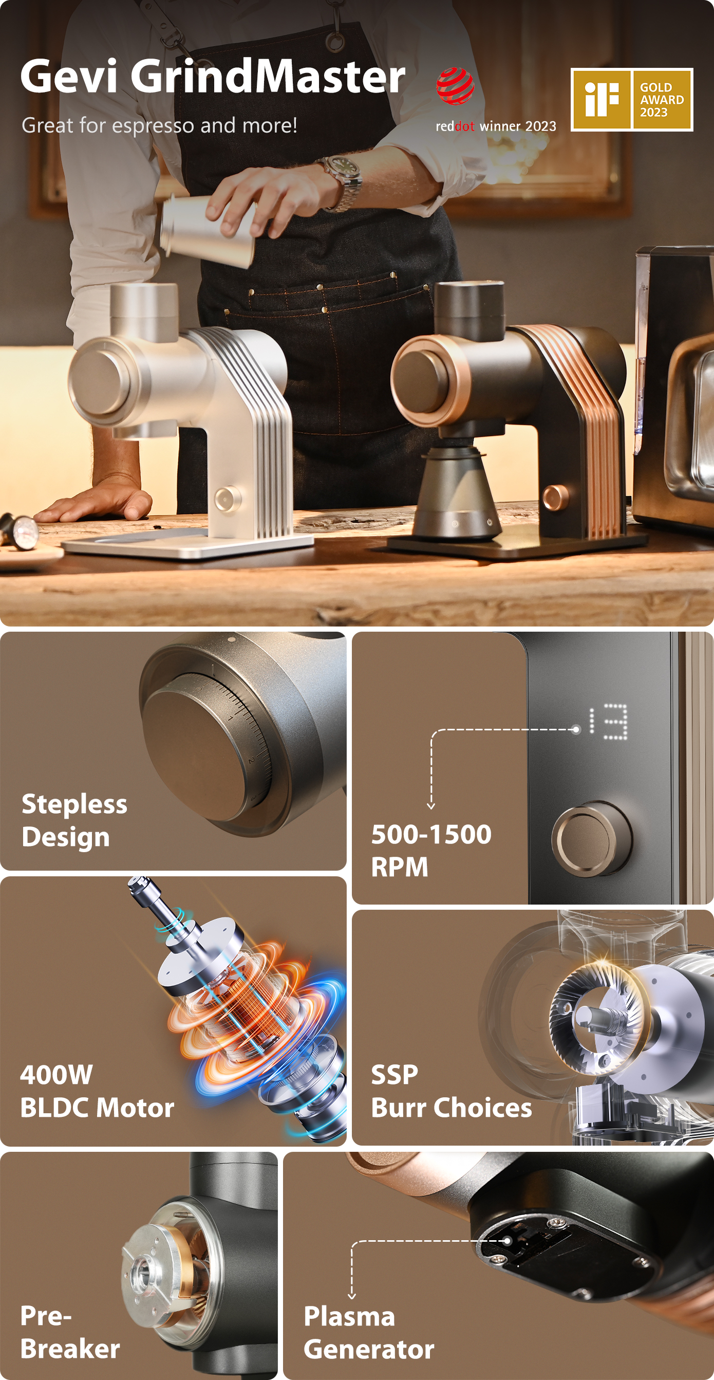 Gevi GrindMaster: Ultimate Stepless Coffee Grinder by Gevi Home 