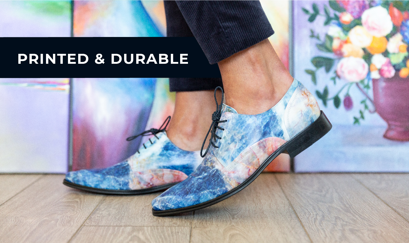 Thatcher Finch Men\'s Blue Floral Patterned Luxury Derby Dress Boots Size 9 Patterned Leather Footwear- Inspired by You by Kyle Tarter  main image 4