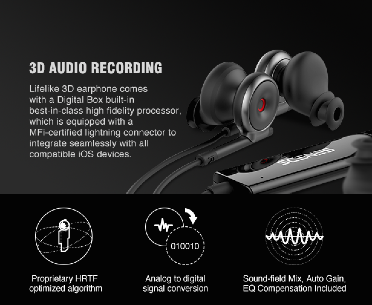 イヤホン Scenes Lifelike 3D Recording Earphone Lifelike: World's First 3D Audio Recording Headset by Likelife