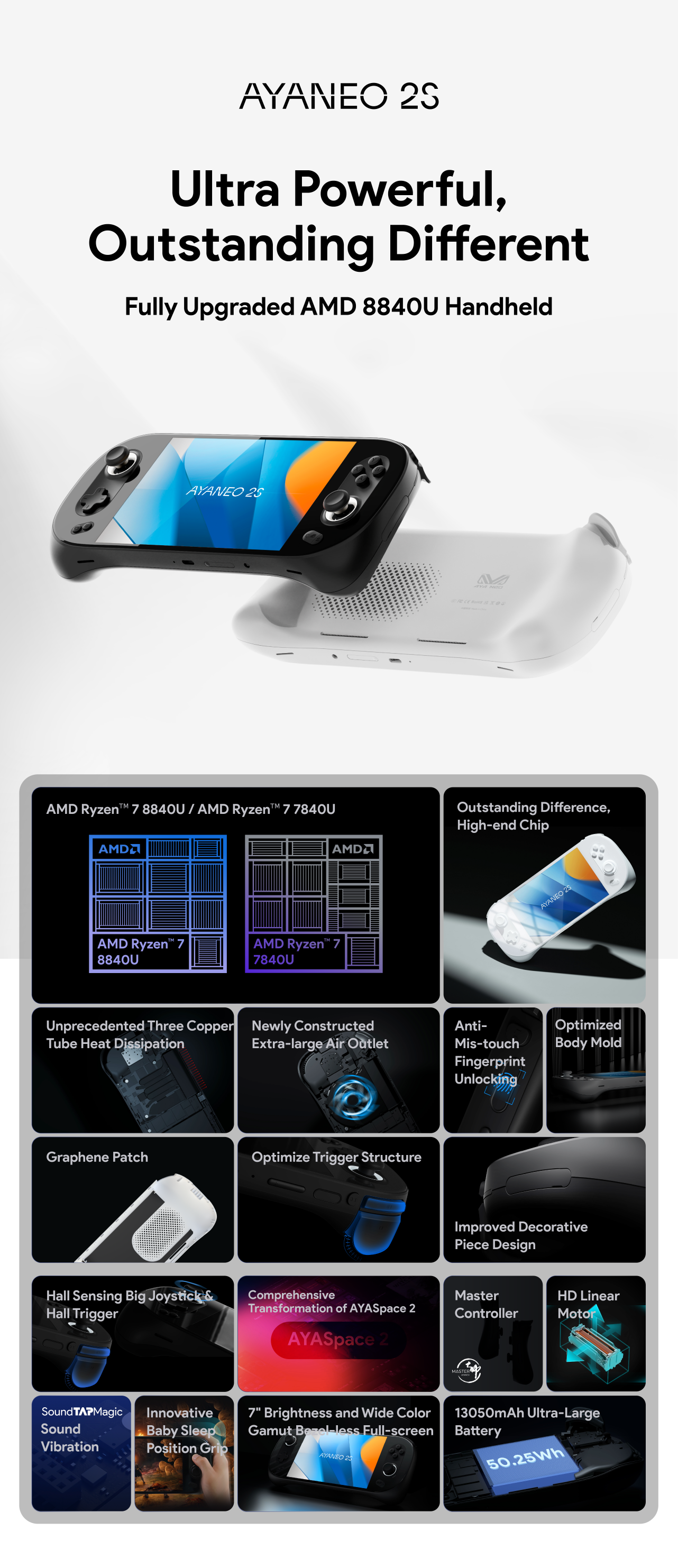 AYANEO 2S: Full Screen Great Upgrade 8840U Console by AYANEO