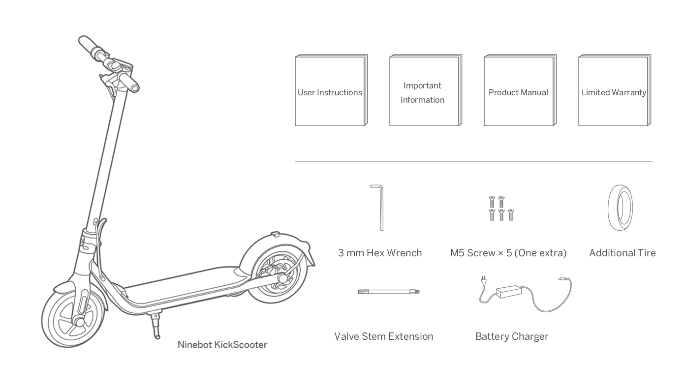 Ninebot S Series scooter power and mode button combo diagram