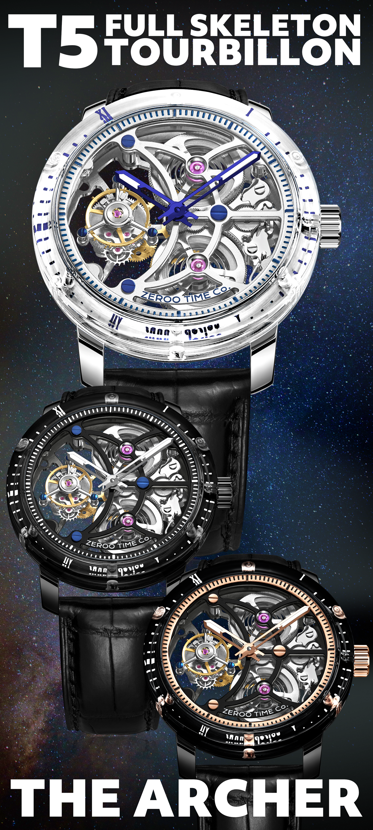 ZEROOTIME SKELETON MECHANICAL & TOURBILLON WATCH by ZEROOTIME CO 