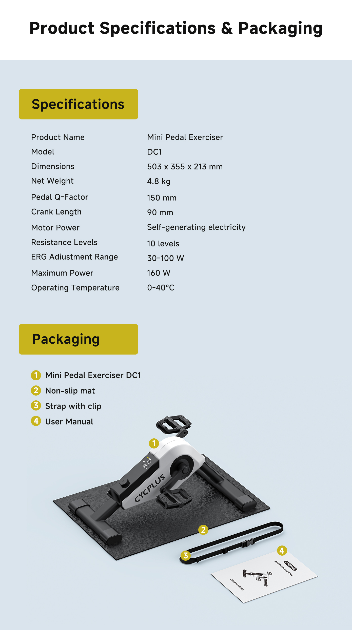 CYCPLUS DC1: Self-powered Mini Pedal Exerciser by CYCPLUS - Indiegogo