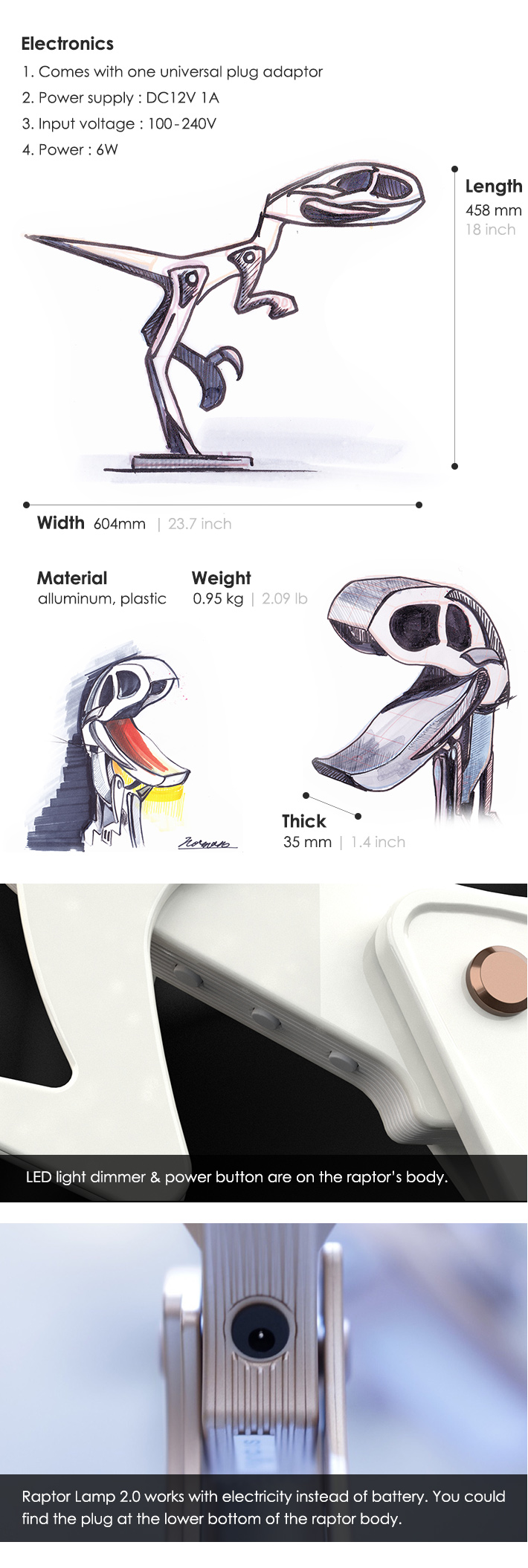 Diego Raptor Raptor Lamp 2.0 - LED light in Jurassic style by udnDesign - Indiegogo