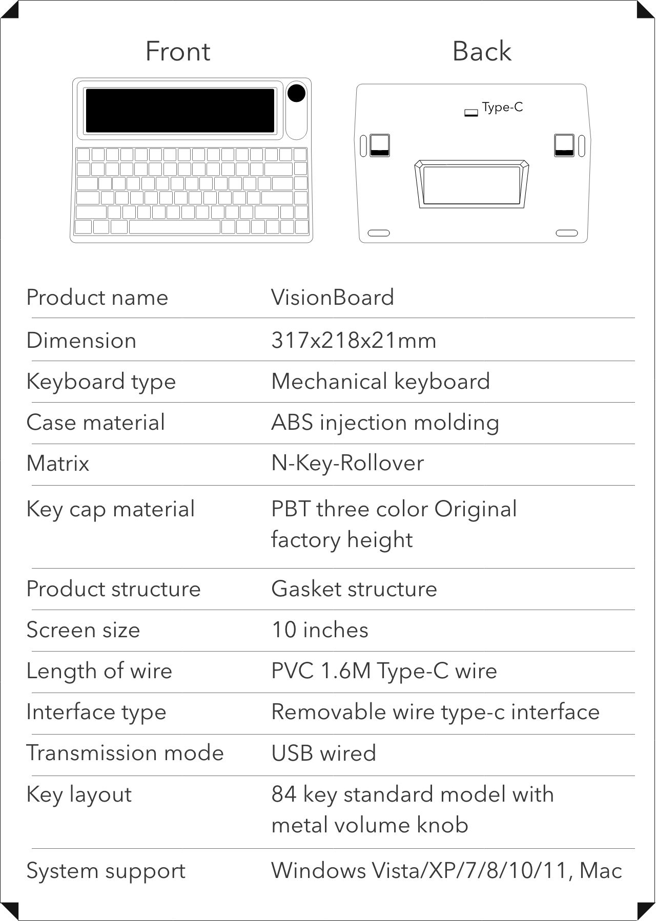 Built-in 10” Touchscreen Mechanical VisionBoard by VALMOND Inc