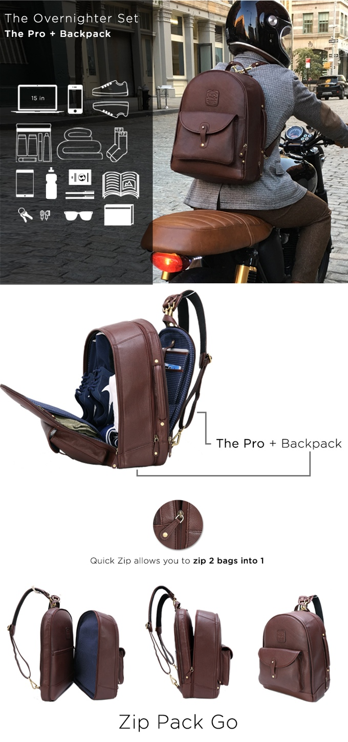 The Leather Duffle Backpack 6-in-1 Set Zip Pack Go by johnathan webster -  Indiegogo