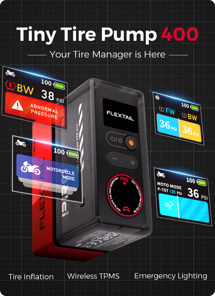The 3 in 1 Tire Pump for Your Motorcycle and Bike! by FLEXTAIL