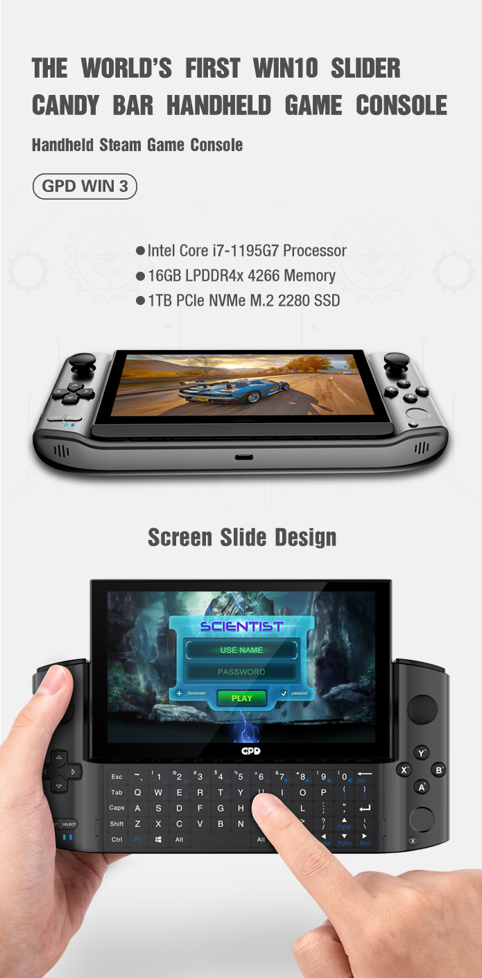 GPD WIN3:The world's 1st handheld AAA game console by GPD HK