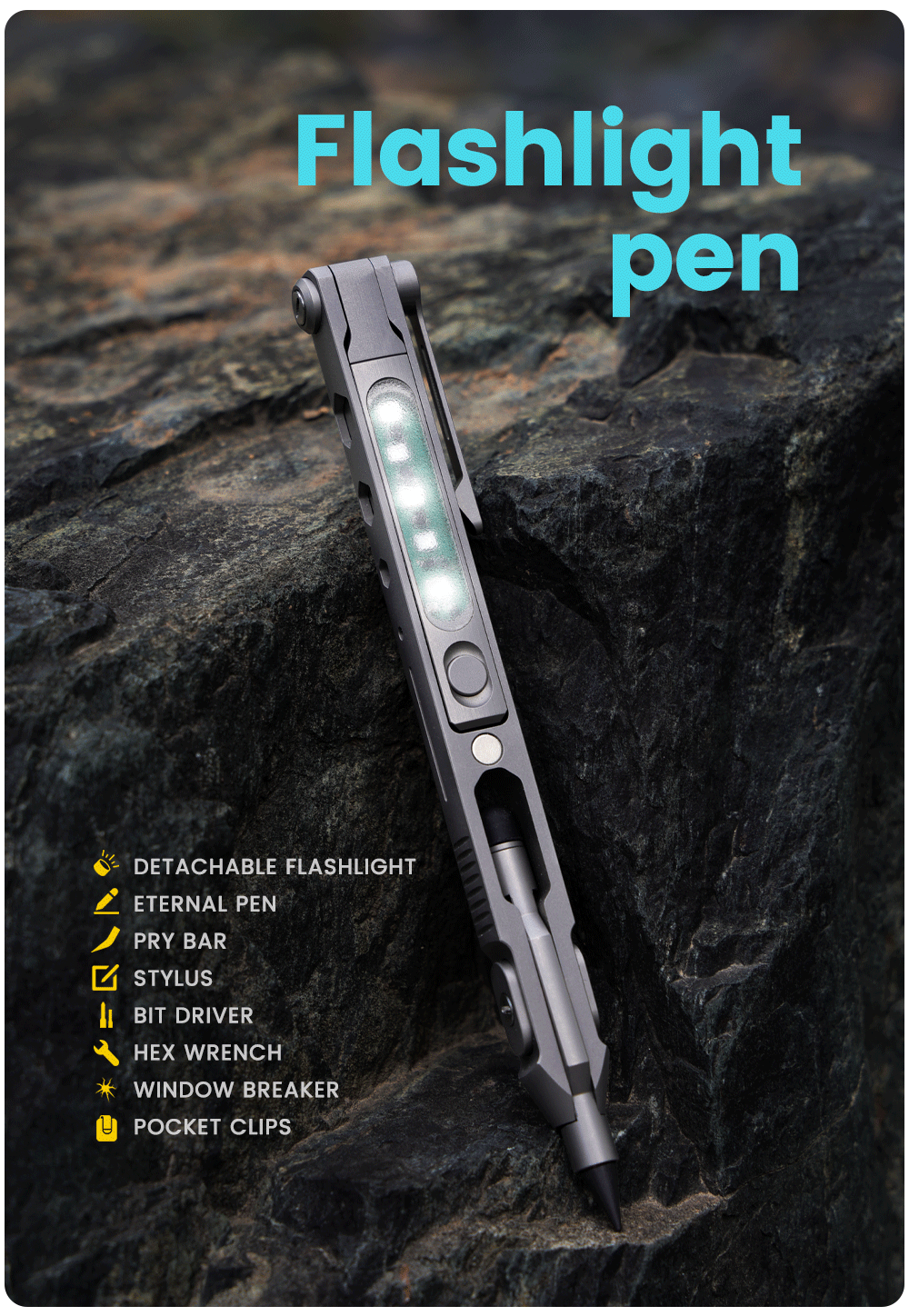 SwitchX - Transformable Titanium Flashlight Pen by ThreePeters