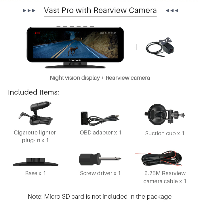 Lanmodo Vast Pro: Night Vision System with Dashcam by Lanmodo