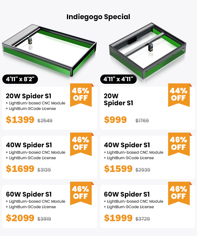 Spider S1: Wholeboard 60W With Laser&LightBurn CNC by Tyvok
