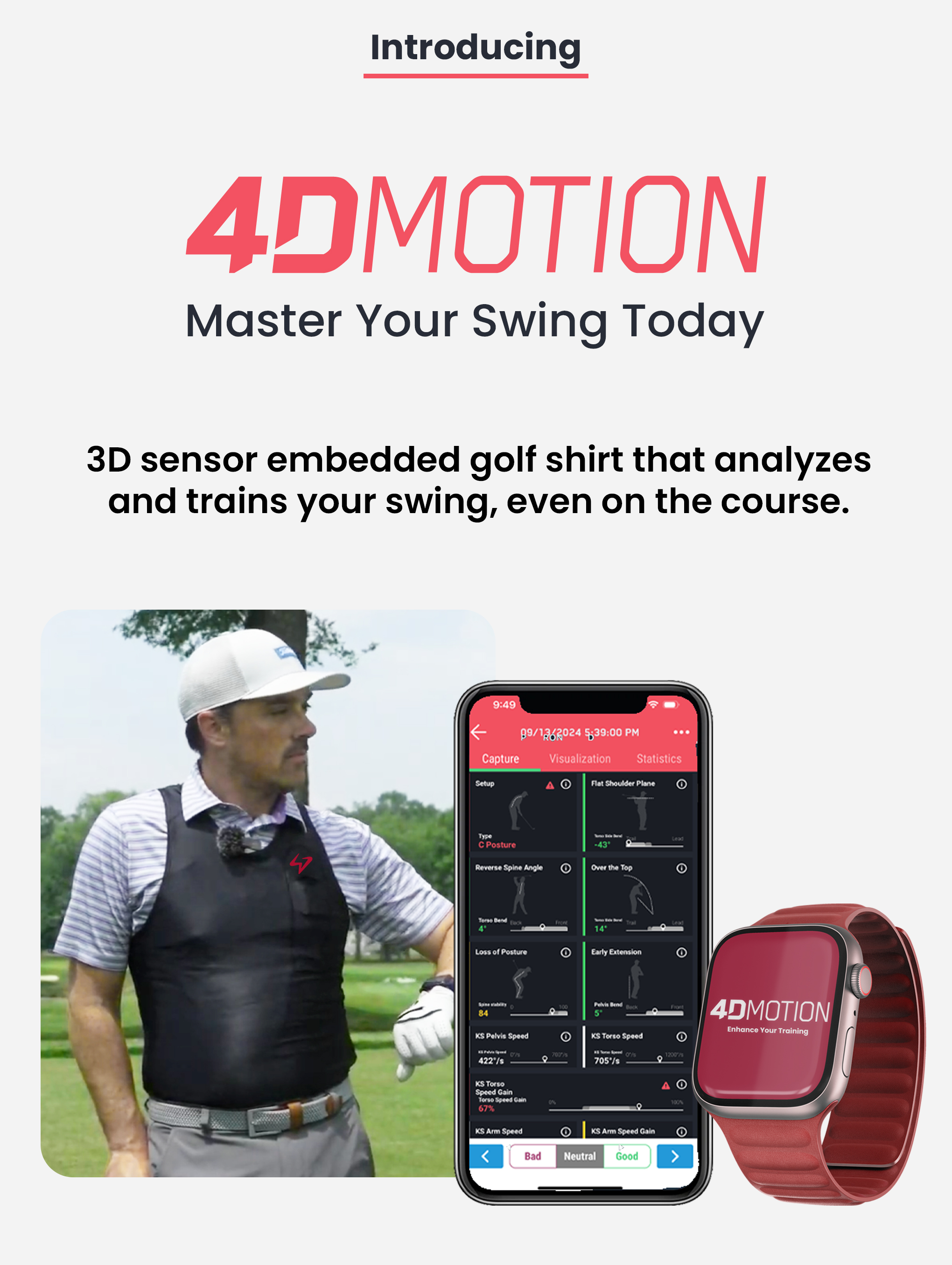 3D Swing Shirt: Analyzes & Trains Your Golf Swing! by 4D Motion