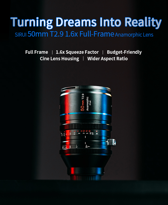 SIRUI 50mm T2.9 1.6x Full-Frame Anamorphic Lens by SIRUI USA