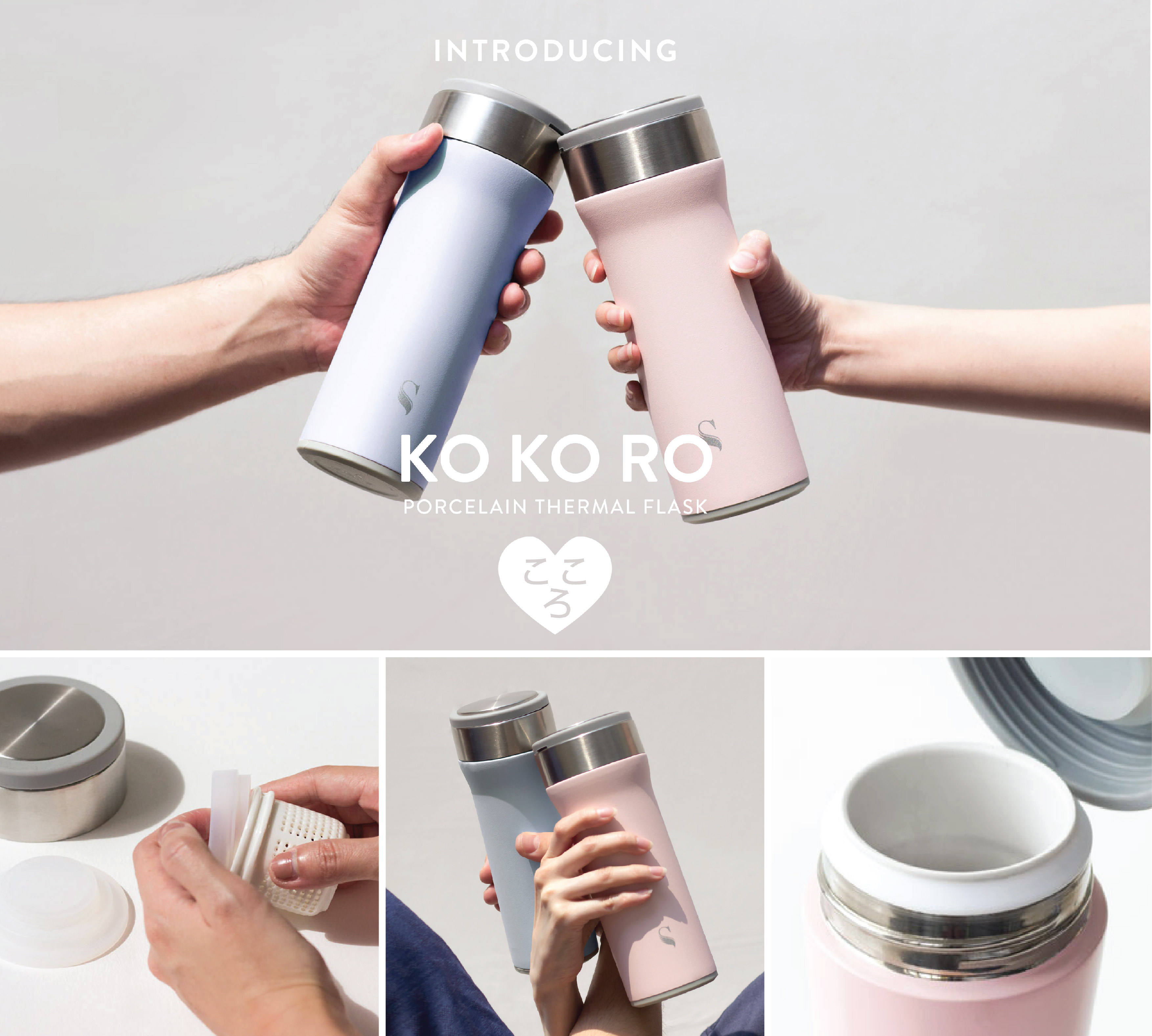 Kokoro Thermal Flask: Solid Porcelain Interior by SWANZ BRAND