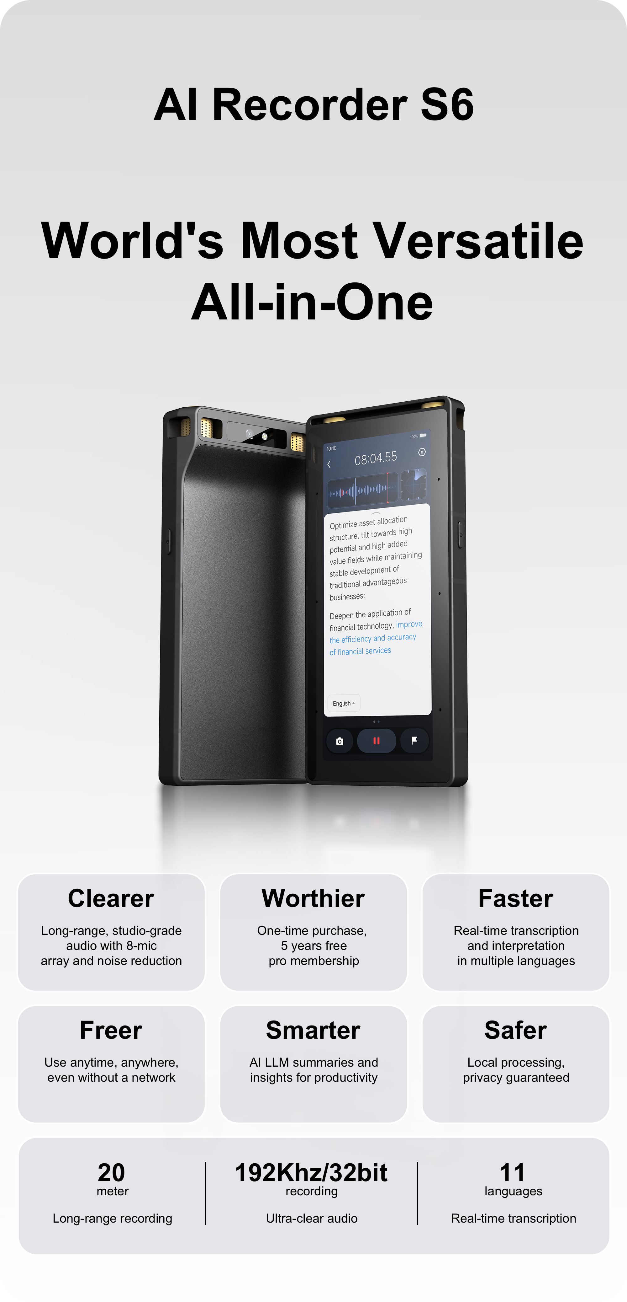 AI Recorder S6: The World's Most Versatile Recorder by AI Recorder