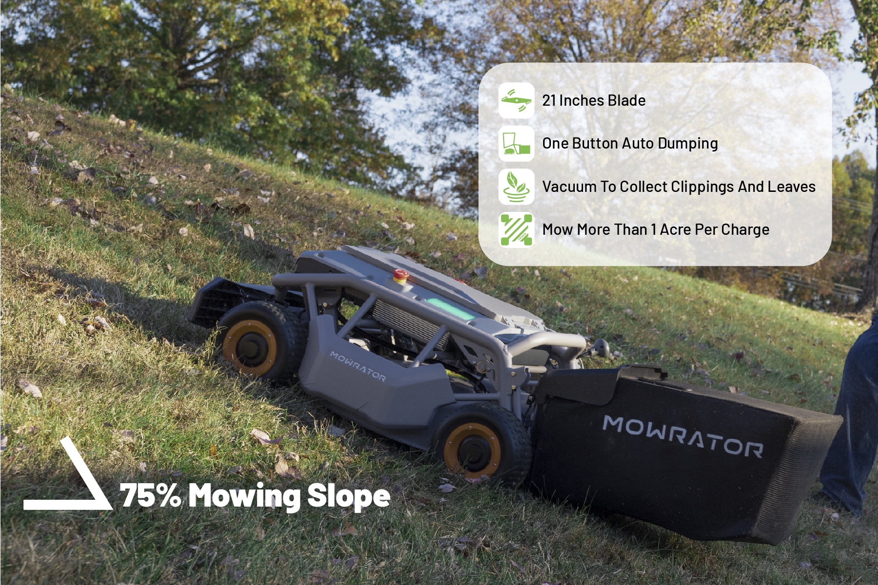 Mowrator S1 Remote Control Slope Vacuum Lawn Mower by Mowrator