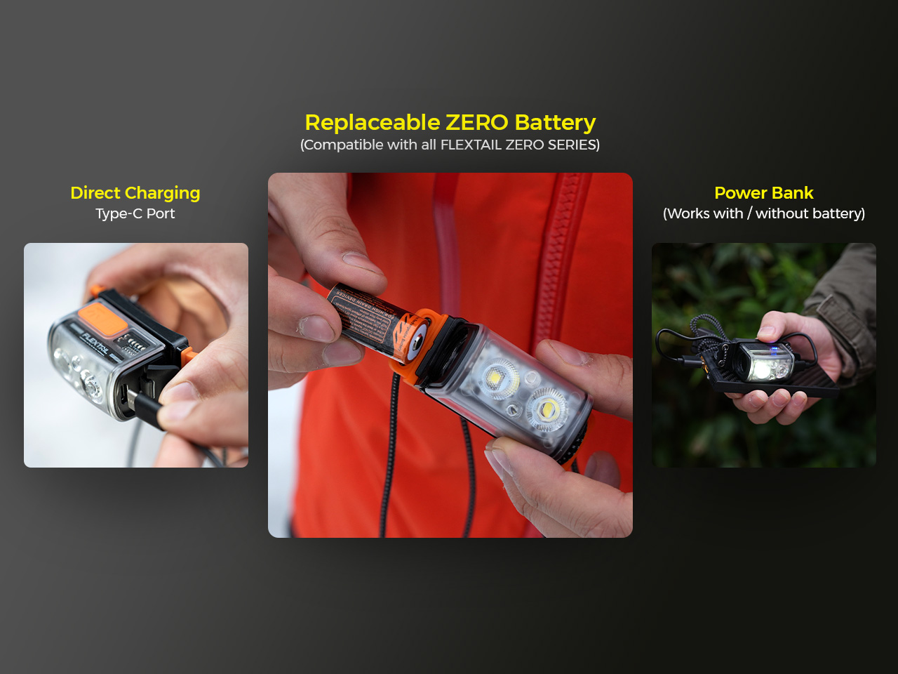 Ultra-Light 600lm Headlamp, Swap Batteries Anytime by FLEXTAIL