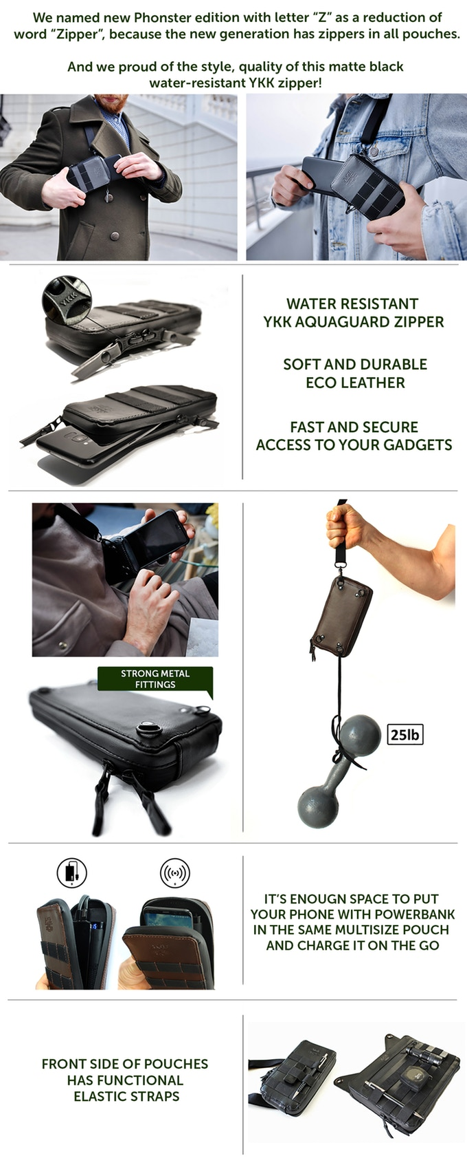 Phonster Z - Leather Phone Holster for EDC items by AGE® LLC