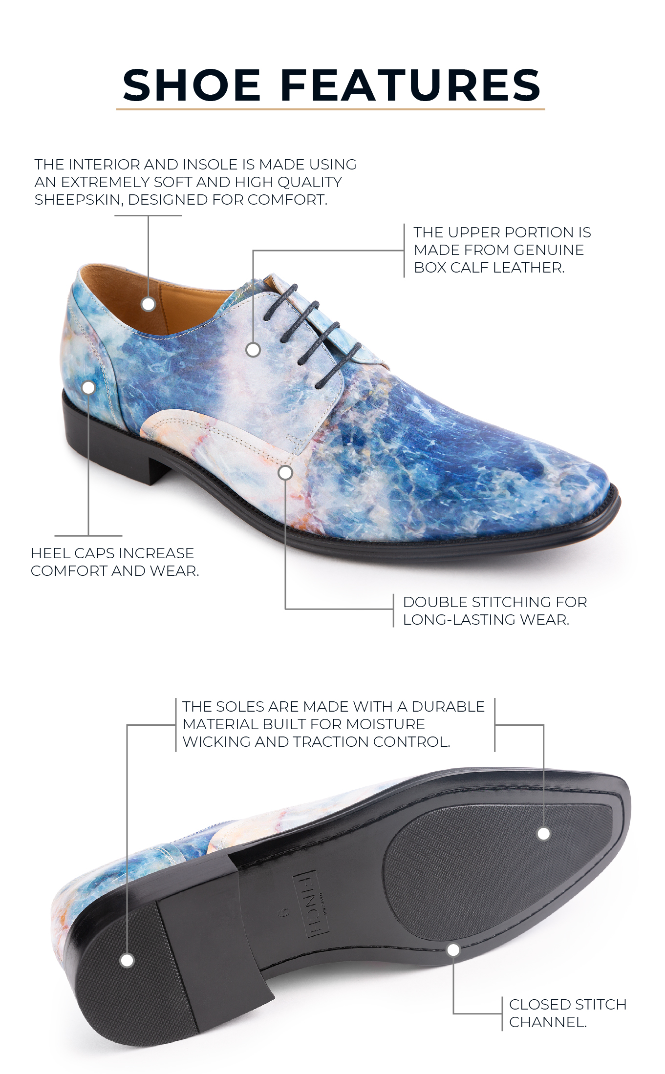 Thatcher Finch Men\'s Blue Floral Patterned‎ Luxury Derby Dress Boots Size 7 Patterned Leather Footwear- Inspired by You by Kyle Tarter  main image 2